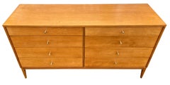 Midcentury Paul McCobb 8-Drawer Dresser Credenza #1507 Blonde Maple Brass Pulls