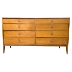 Used Mid-Century Paul McCobb 8-Drawer Dresser Credenza #1507 Blonde Maple Brass Pulls