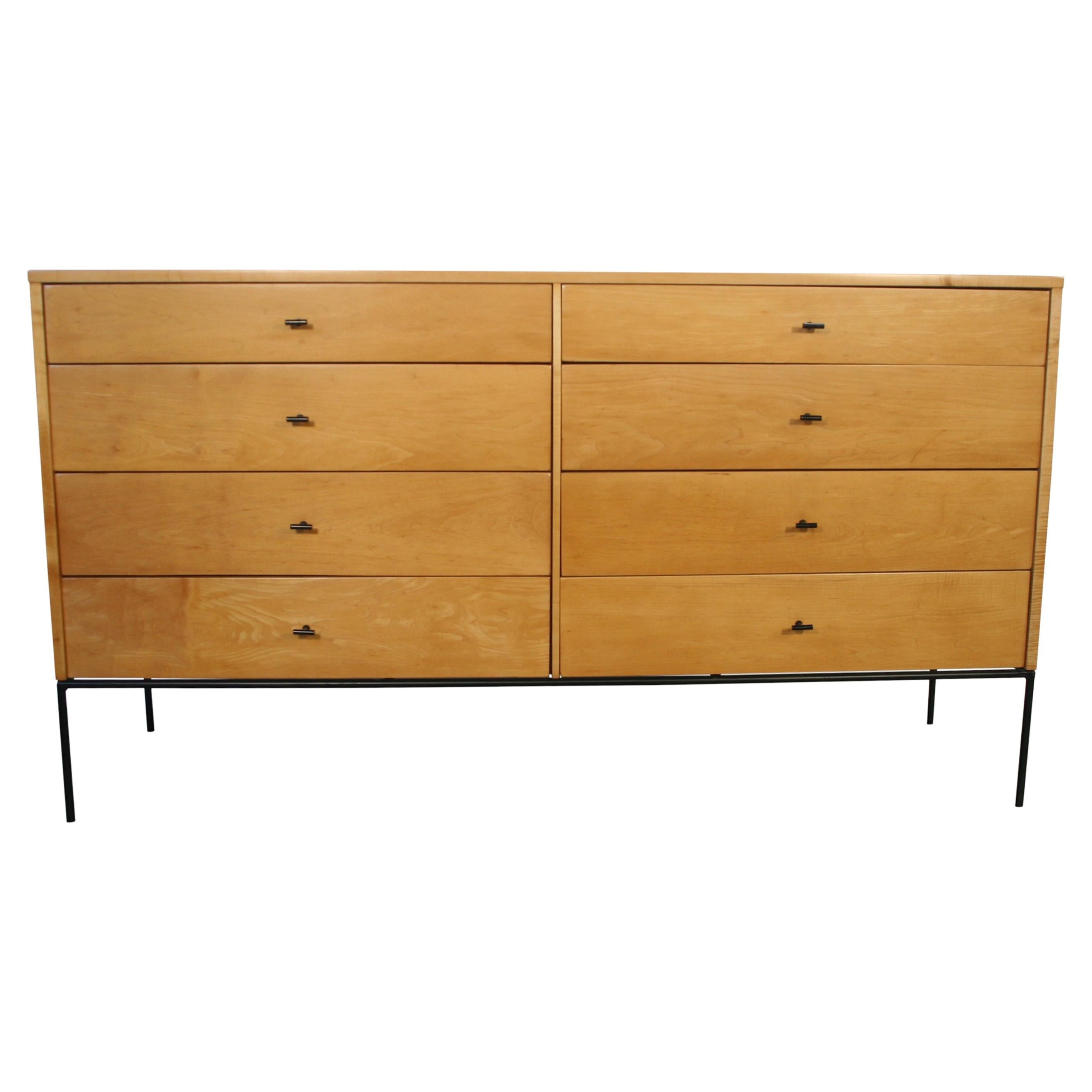 Midcentury Paul McCobb 8-Drawer Dresser Credenza #1507 Blonde Maple T Pulls