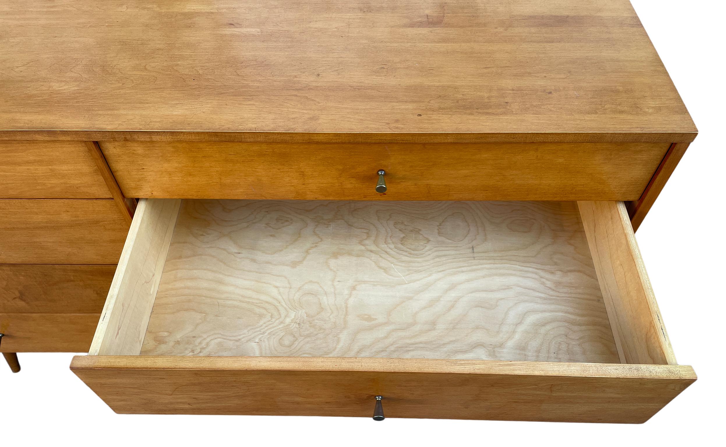 Midcentury Paul McCobb 8-Drawer Dresser Credenza #1507 Maple Brass Blonde Finish 5