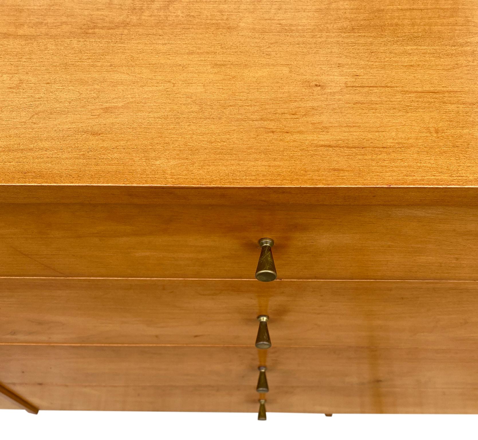 Midcentury Paul McCobb 8-Drawer Dresser Credenza #1507 Maple Brass Blonde Finish 1