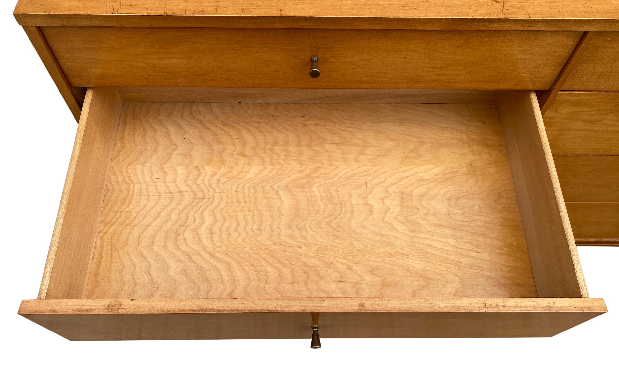 Midcentury Paul McCobb 8-Drawer Dresser Credenza #1507 Maple Brass Blonde Finish 3
