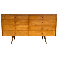 Midcentury Paul McCobb 8-Drawer Dresser Credenza #1507 Maple Brass Blonde Finish