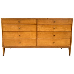 Midcentury Paul McCobb 8-Drawer Dresser Credenza #1507 Maple Brass Blonde Finish