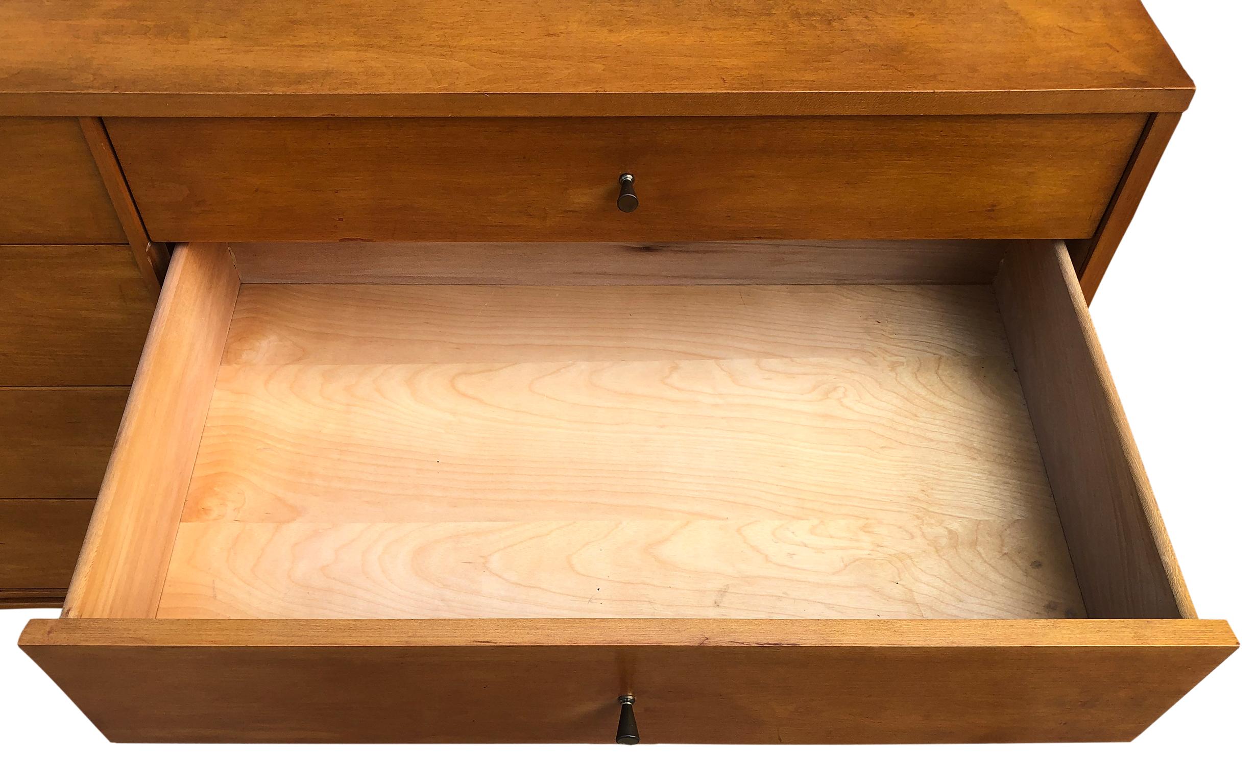Midcentury Paul McCobb 8-Drawer Dresser Credenza #1507 Maple Brass 3
