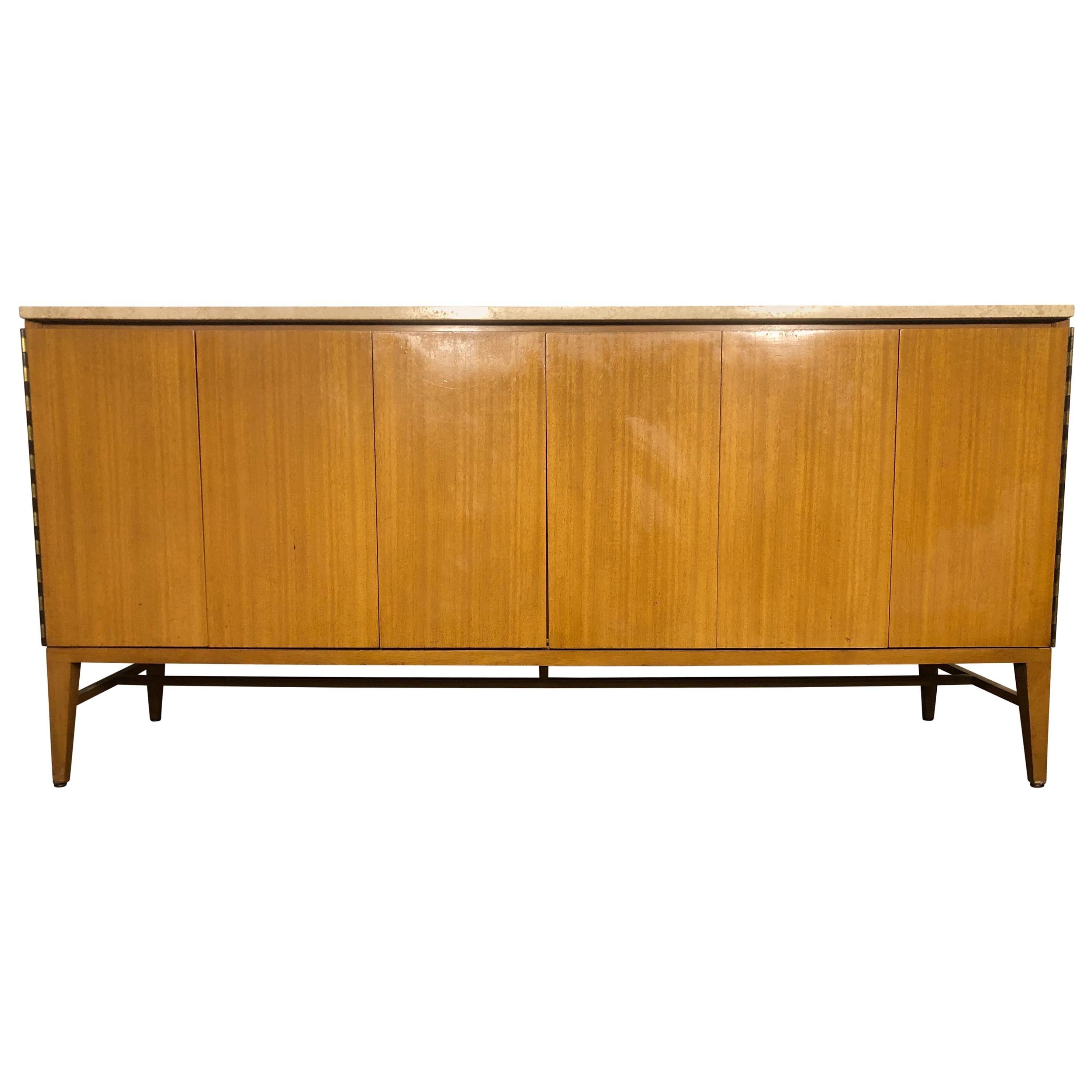 Midcentury Paul McCobb Calvin 8-Drawer Dresser Credenza #7306 Travertine Top