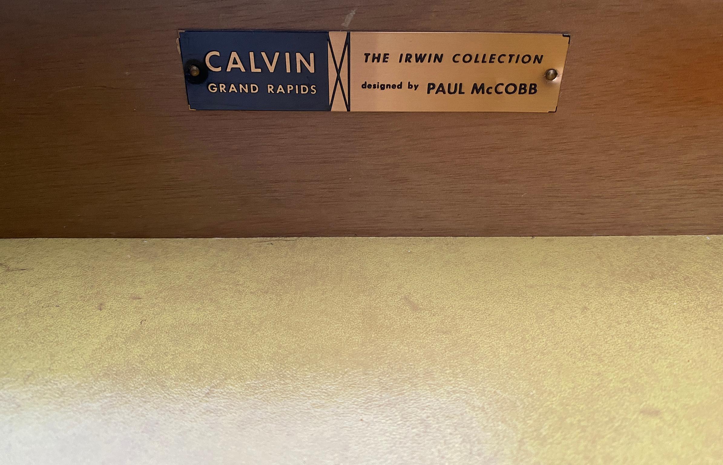 Midcentury Paul McCobb Calvin 8-Drawer Dresser Credenza #7707 Cane leather Brass 12