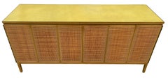 Midcentury Paul McCobb Calvin 8-Drawer Dresser Credenza #7707 Cane leather Brass