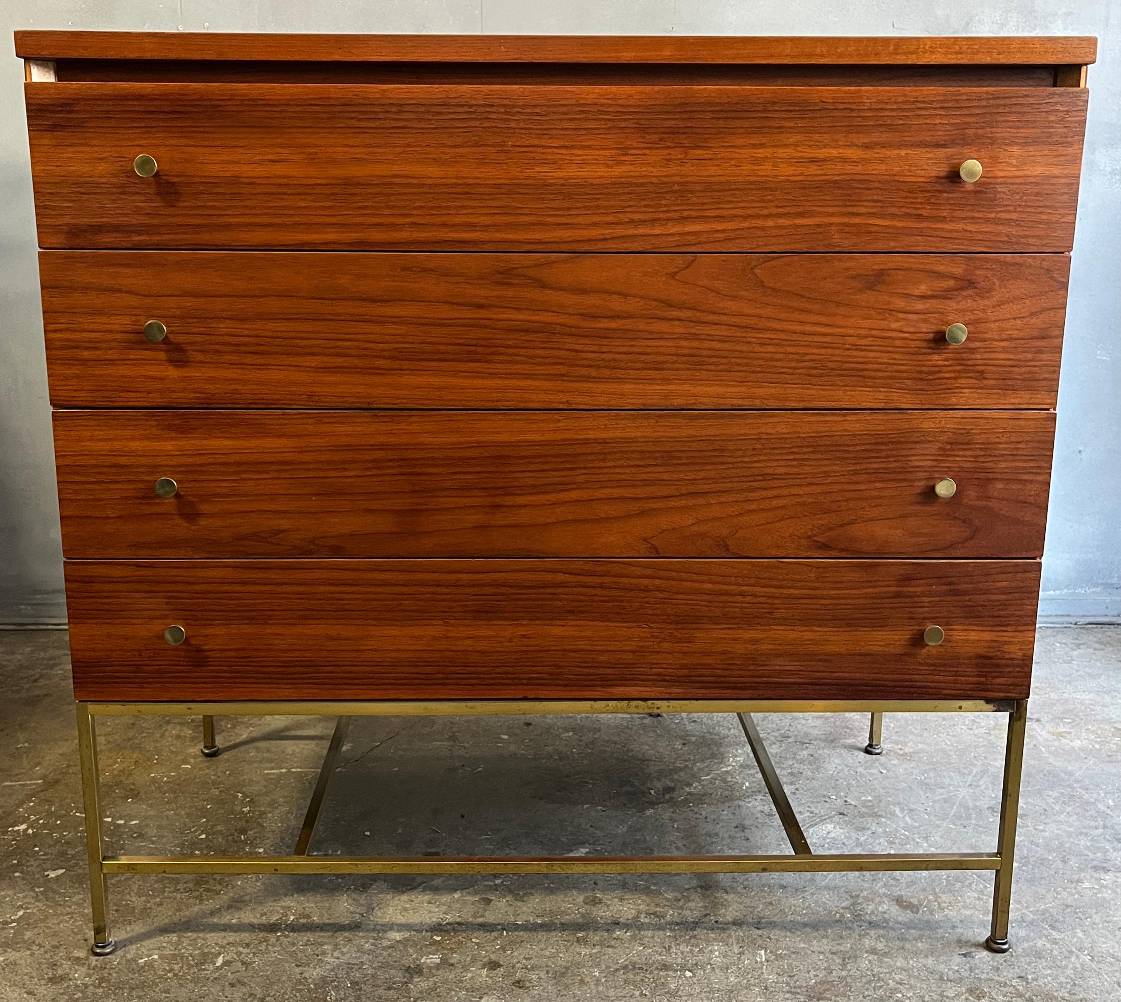 American Midcentury Paul McCobb Chest of Drawers on Brass Base  For Sale