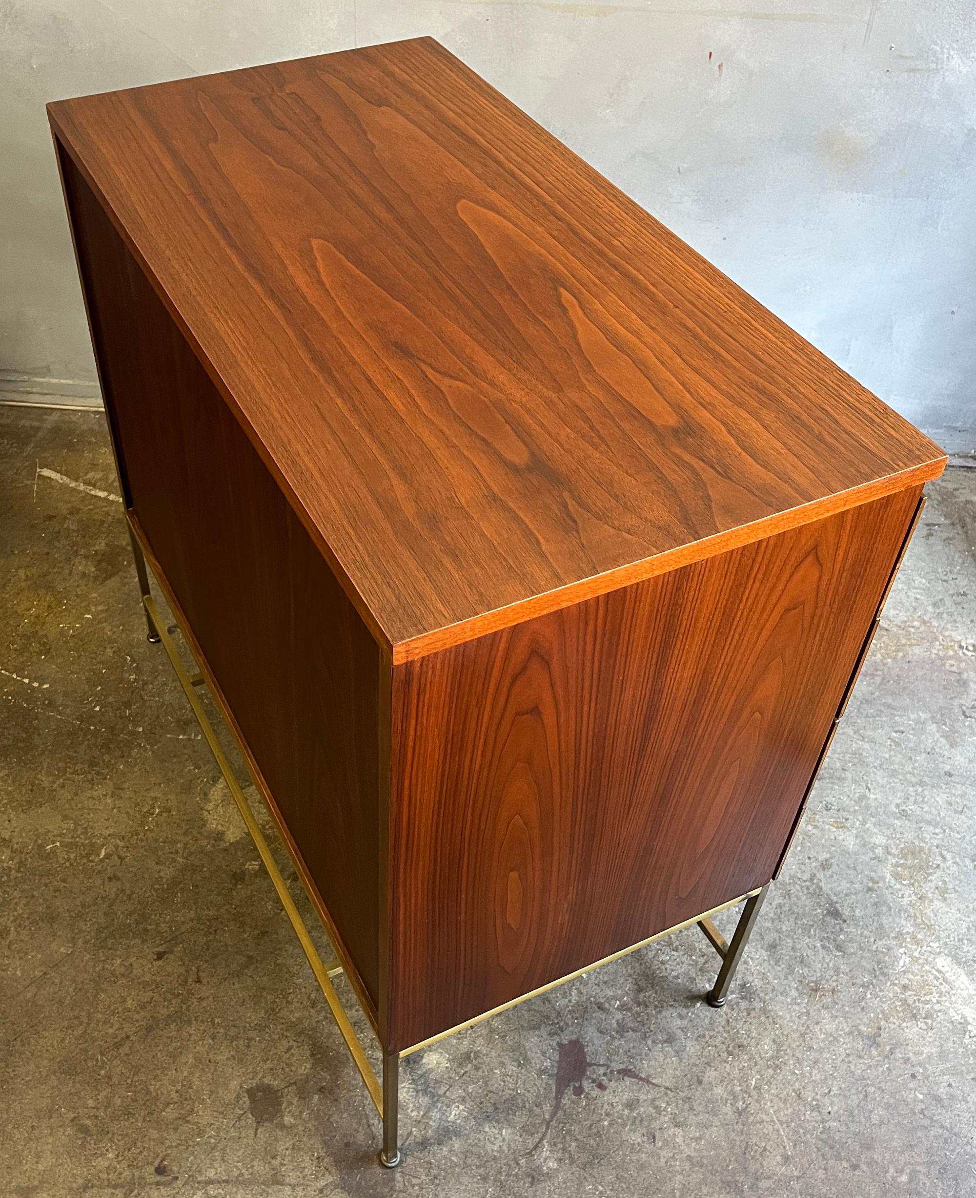 20th Century Midcentury Paul McCobb Chest of Drawers on Brass Base  For Sale