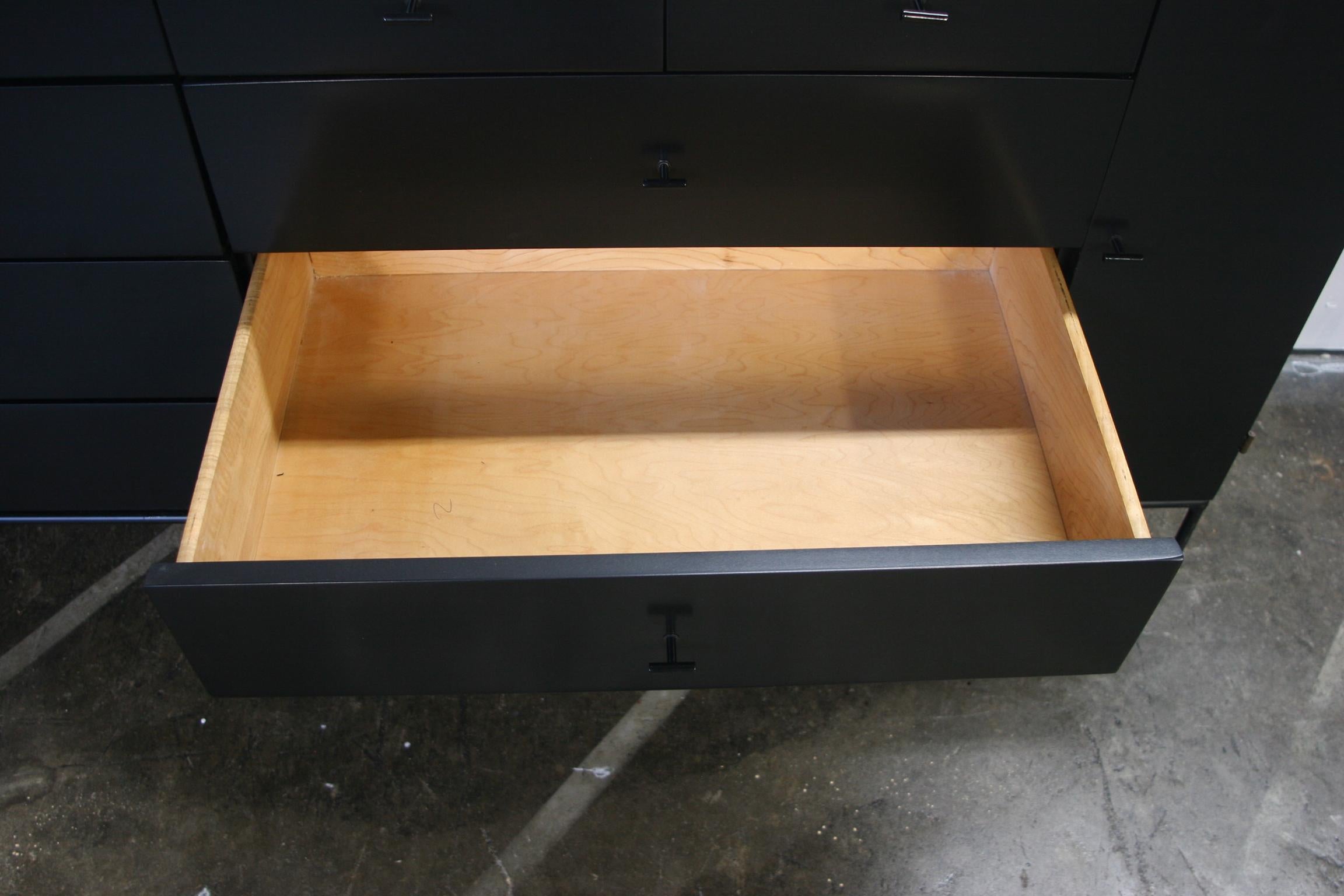Mid-Century Paul McCobb Maple 20-Drawer Dresser #1510 All Black Finish T Pulls 1