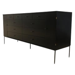 Midcentury Paul McCobb Maple 20-Drawer Dresser #1510 All Black Finish T Pulls