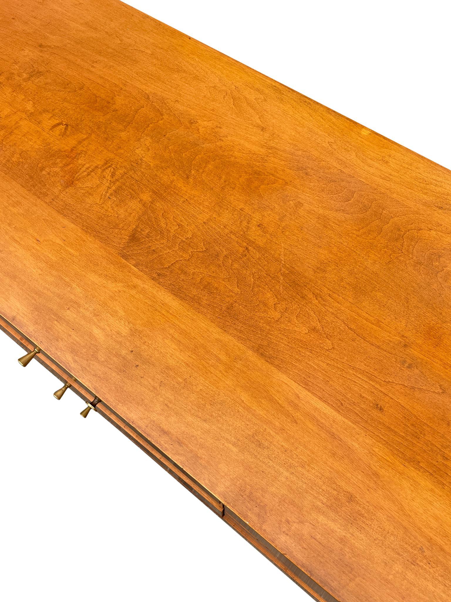 Midcentury Paul McCobb Maple 20-Drawer Dresser #1510 Tobacco Finish brass Pulls 4