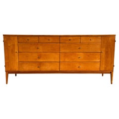 Midcentury Paul McCobb Maple 20-Drawer Dresser #1510 Tobacco Finish brass Pulls