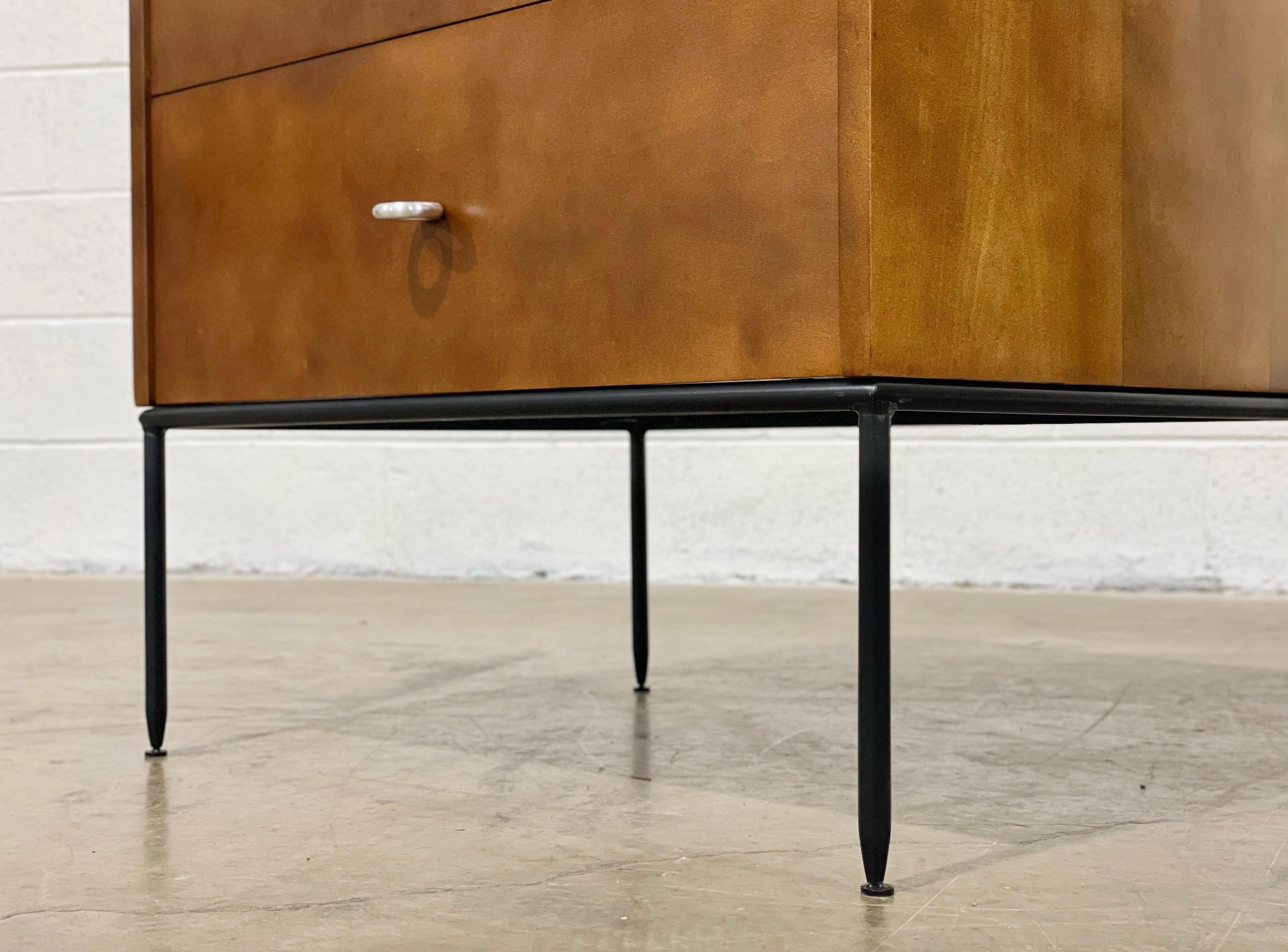 Mid-20th Century Midcentury Paul McCobb Nightstands #1503, Two Drawer on Iron Bases O-Ring Pulls