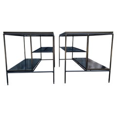 Midcentury Paul McCobb Pair of Planner Group End Side Tables Iron All Black