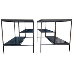 Midcentury Paul McCobb Pair of Planner Group End Side Tables Iron All Black