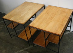 Midcentury Paul McCobb Pair Planner Group End side tables #1578 Maple Iron