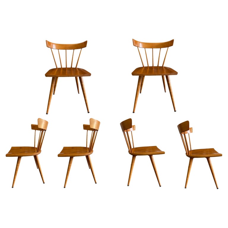 Midcentury Paul McCobb Planner Group Dining Chairs Maple Spindle Back Chairs For Sale