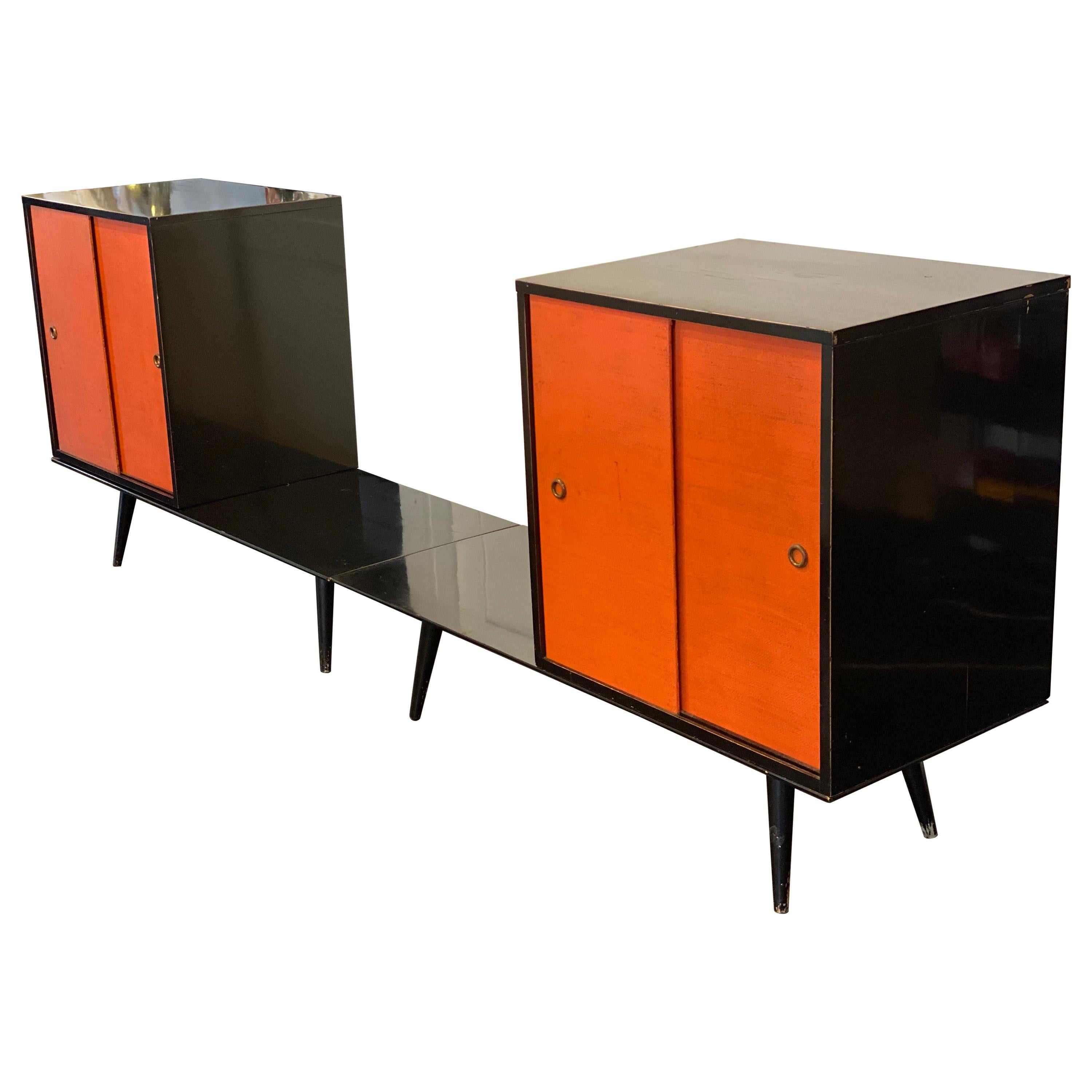 Midcentury Paul McCobb Planner Group Four Piece Cabinets with Benches, 1950s