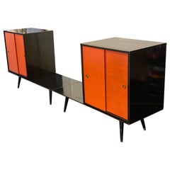 Retro Midcentury Paul McCobb Planner Group Four Piece Cabinets with Benches, 1950s