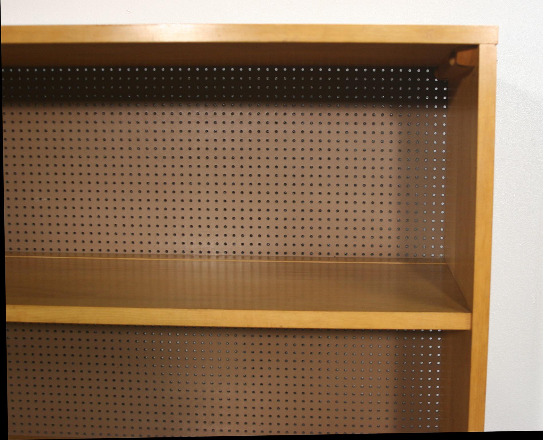 20th Century Midcentury Paul McCobb Single Bookcase #1516 Maple Perforated Back Iron Base