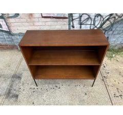Midcentury Paul McCobb Single Bookcase #1516 Walnut Finish Iron Base Clean