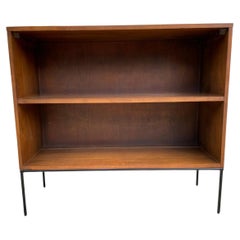 Midcentury Paul McCobb Single Bookcase #1516 Walnut Finish Iron Base Clean