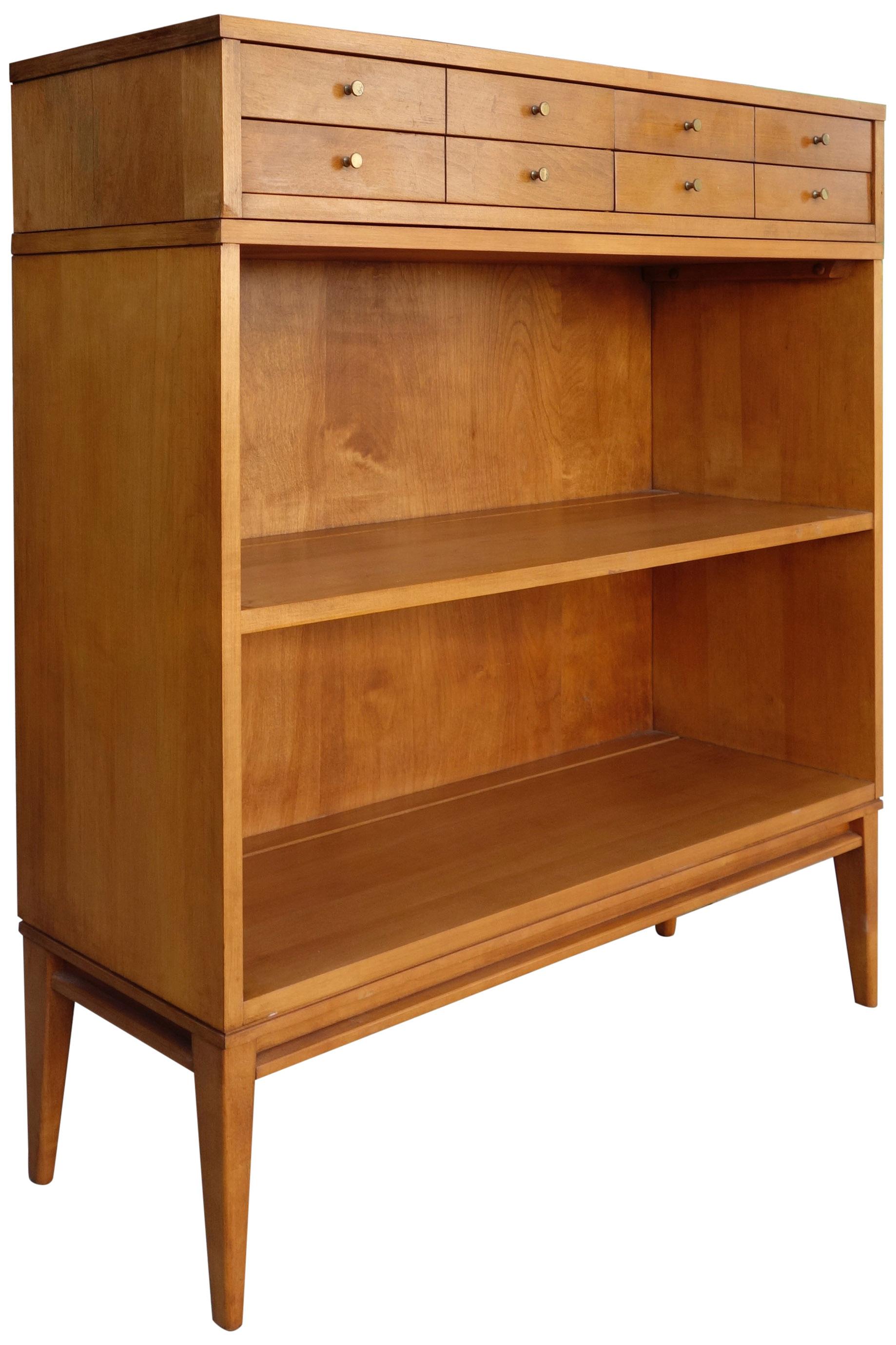 American Midcentury Paul McCobb Single Bookcase with Jewelry Cabinet