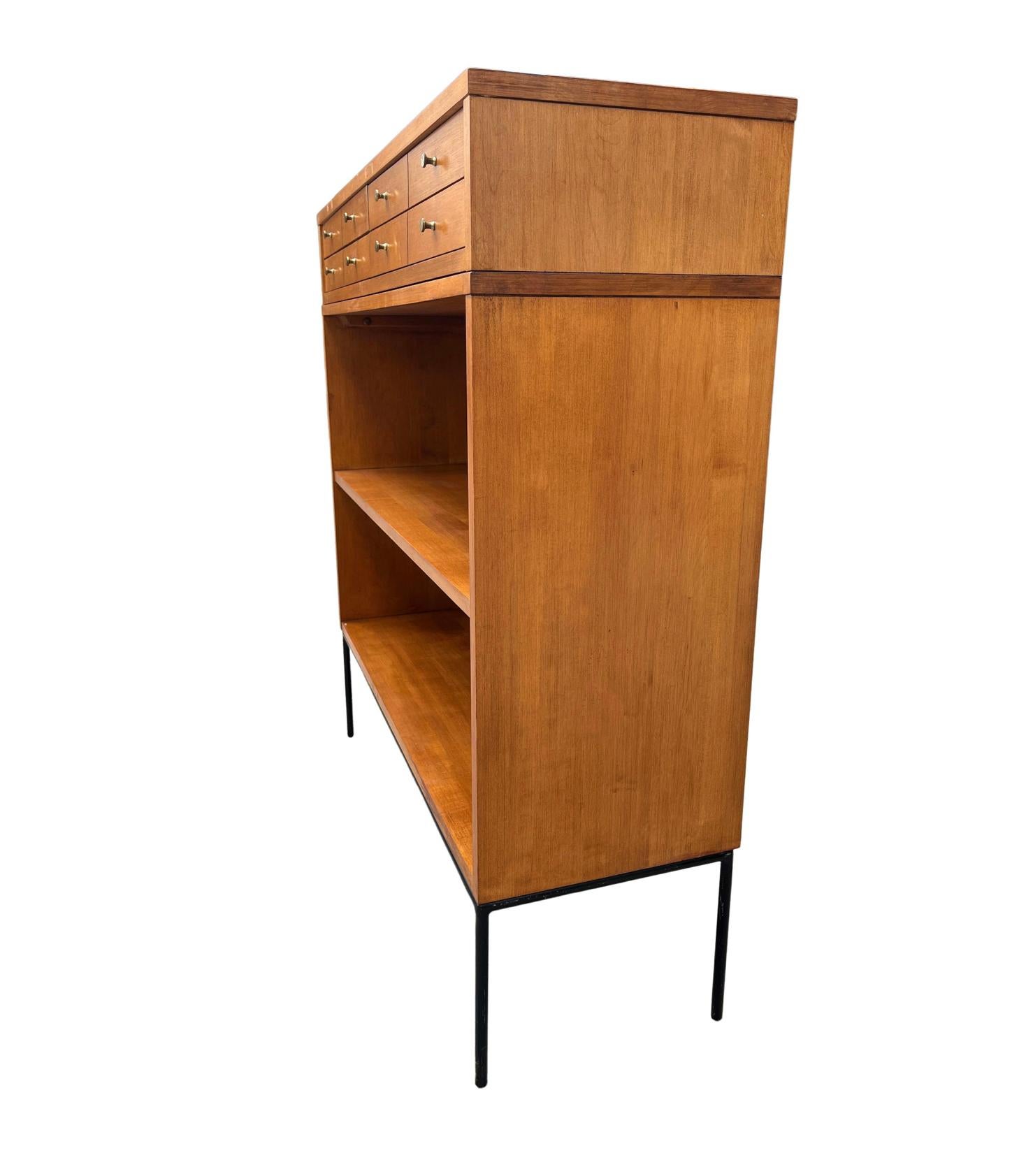 American Midcentury Paul McCobb Single Bookcase with Jewelry Cabinet