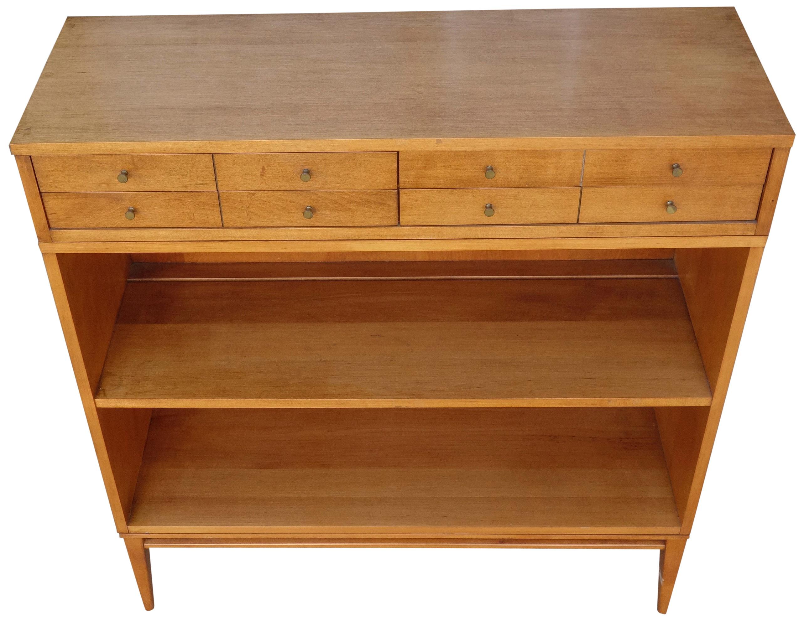 20th Century Midcentury Paul McCobb Single Bookcase with Jewelry Cabinet