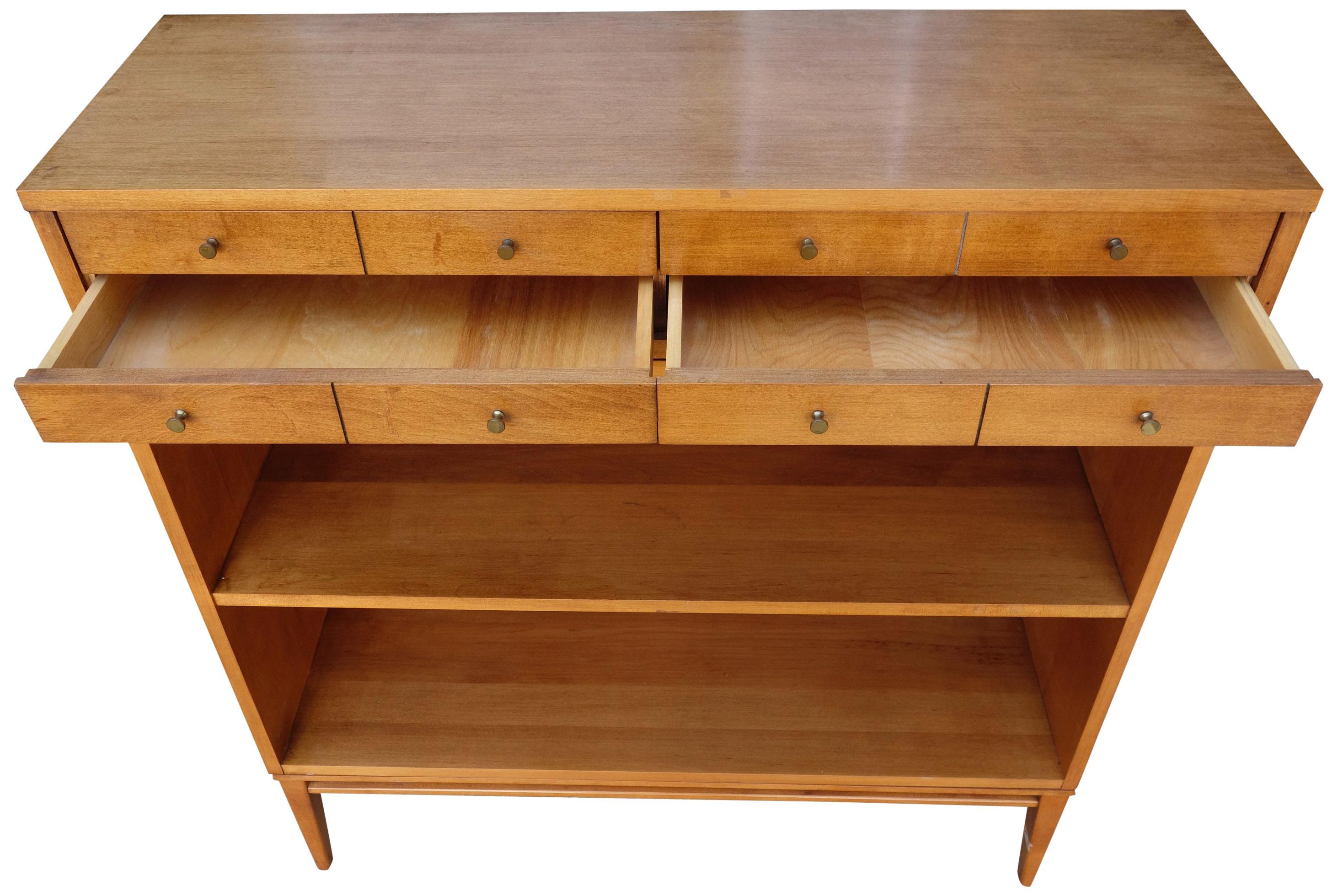Maple Midcentury Paul McCobb Single Bookcase with Jewelry Cabinet