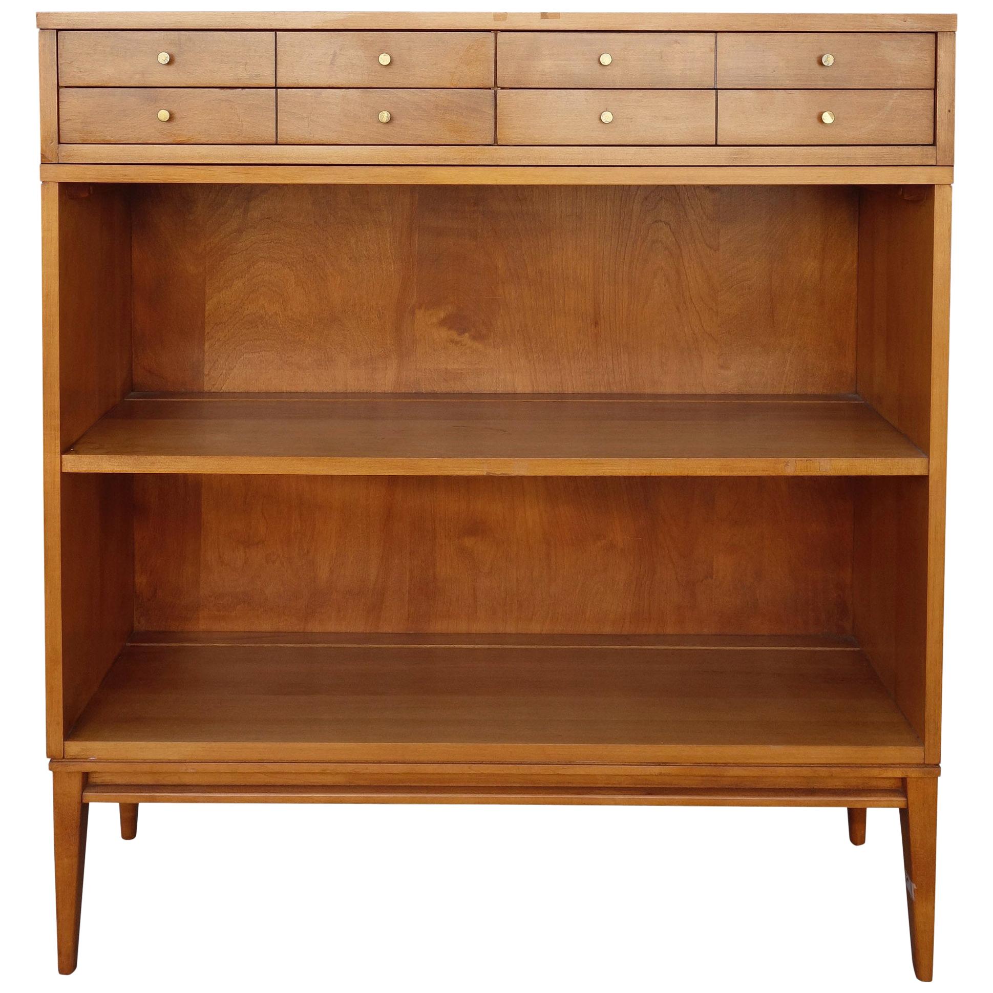 Midcentury Paul McCobb Single Bookcase with Jewelry Cabinet