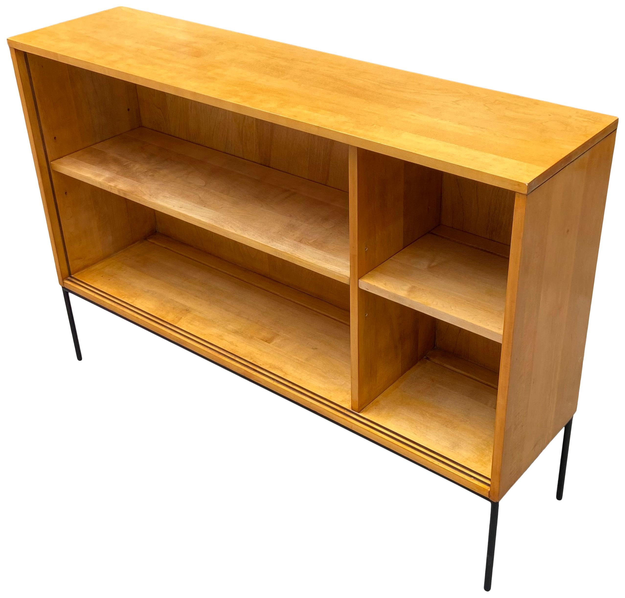 20th Century Midcentury Paul McCobb Single Bookshelf Maple on Iron Base 