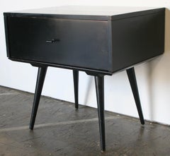 Midcentury Paul McCobb Single Drawer #1500 Nightstand Black Maple T Pull