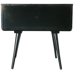 Midcentury Paul McCobb Single Drawer #1500 Nightstand Black Maple T Pull