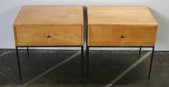 Midcentury Paul McCobb Single Drawer #1500 Nightstands Blonde T Pulls
