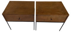 Midcentury Paul McCobb Single Drawer #1500 Nightstands walnut T Pulls