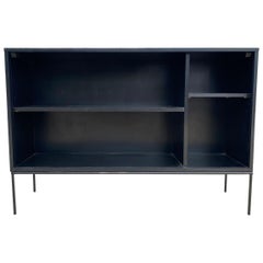 Midcentury Paul McCobb Single Wide Bookshelf Maple Iron Base Black