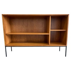 Midcentury Paul McCobb Single Wide Bookshelf Maple Iron Base Walnut