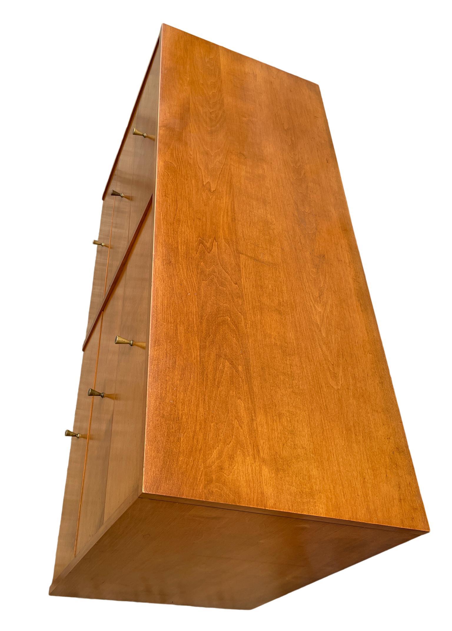 Falegnameria Credenza a sei cassetti Paul McCobb del Medioevo #1509 Acero Biondo Ottone in vendita