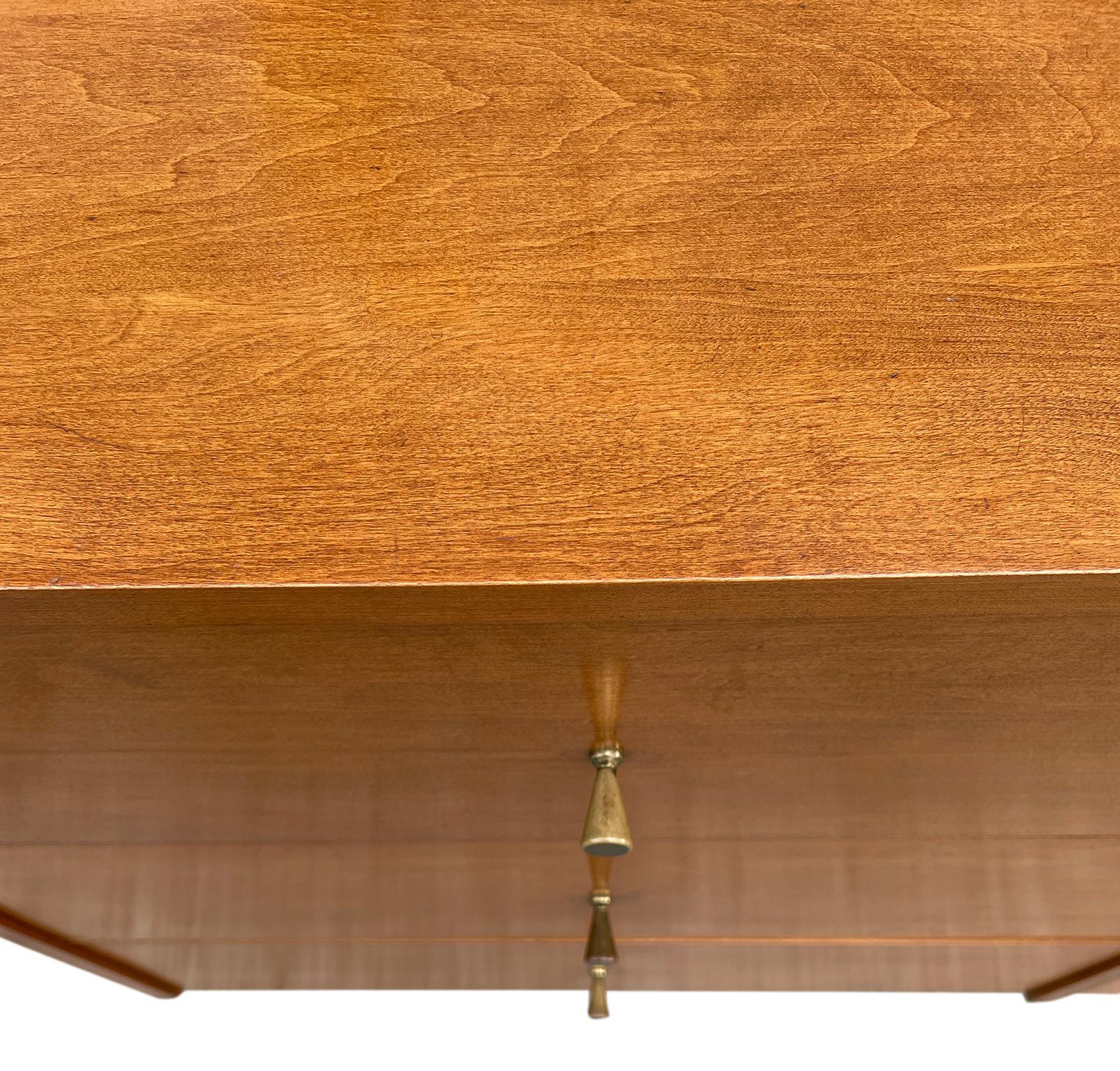American Midcentury Paul McCobb Six-Drawer Dresser Credenza #1509 Blonde Maple Brass For Sale