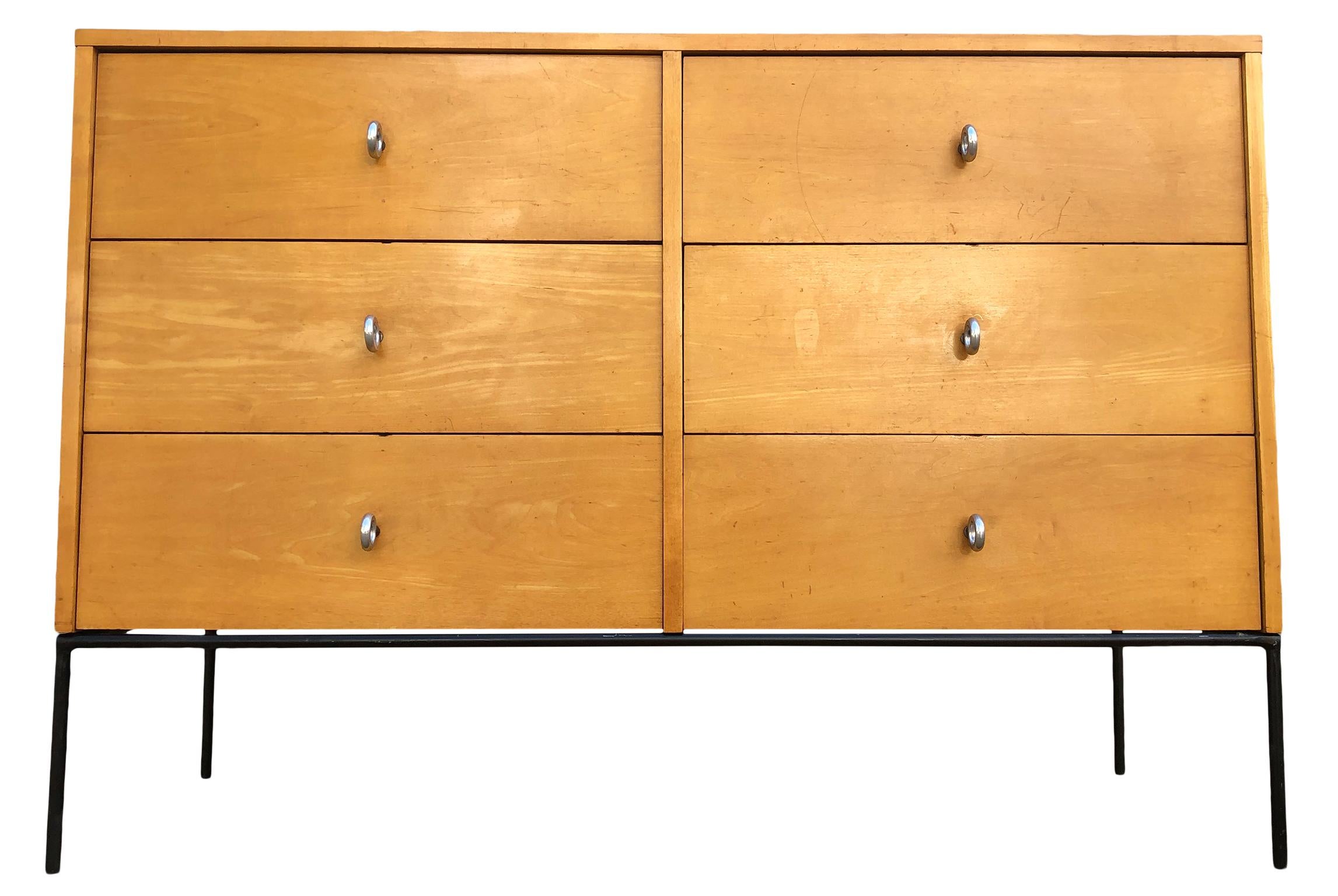 Midcentury Paul McCobb Six-Drawer Dresser Credenza #1509 Blonde Maple Ring Pulls In Good Condition In BROOKLYN, NY