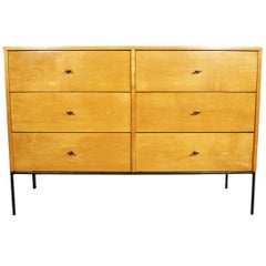 Midcentury Paul McCobb Six-Drawer Dresser Credenza #1509 Blonde Maple T Pulls