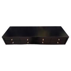 Midcentury Paul McCobb Small Jewelry Chest 4 Drawers Maple Brass Black Finish