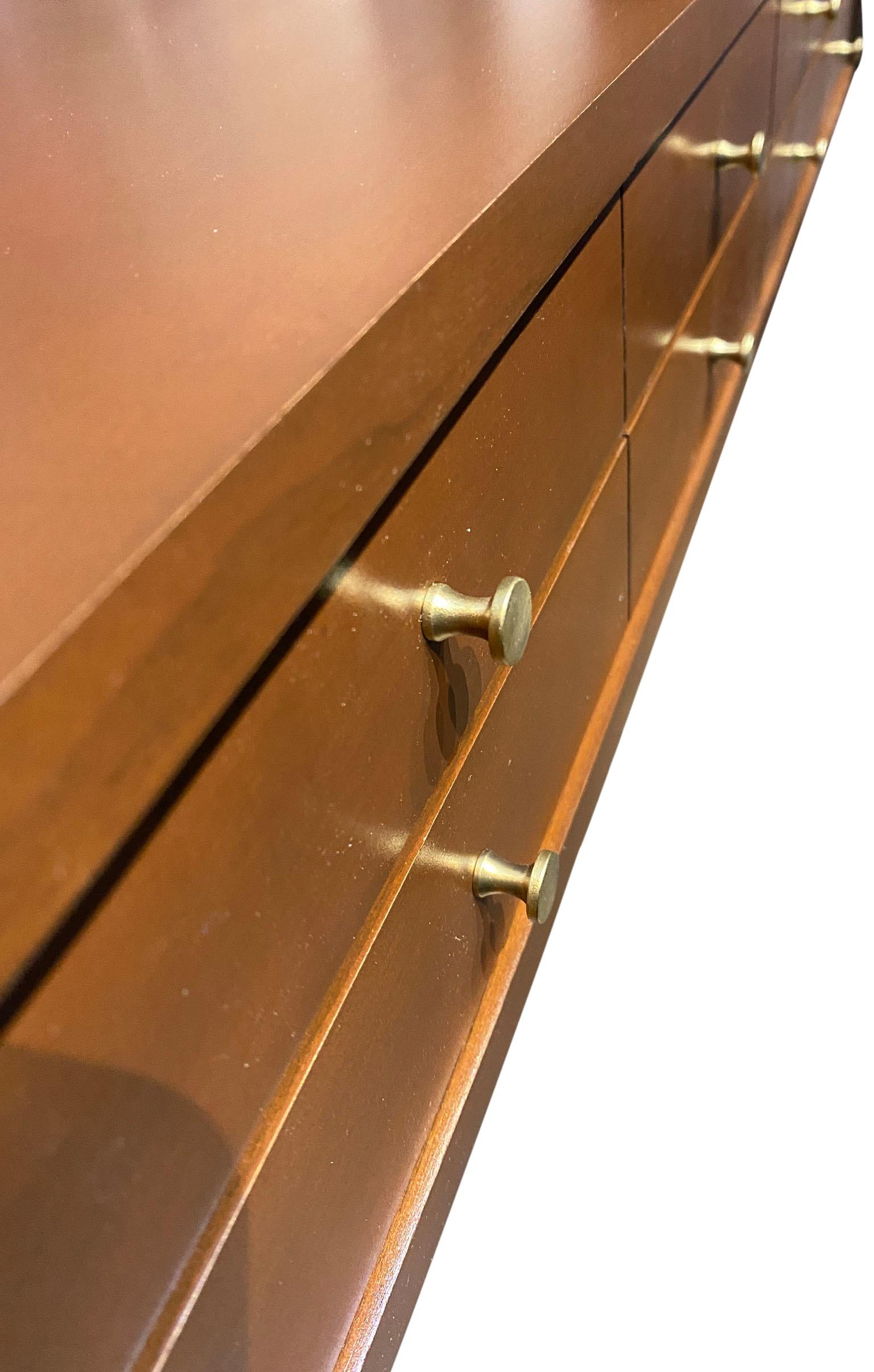 American Midcentury Paul McCobb Small Jewelry Chest 4 Drawers Maple Brass Brown Finish