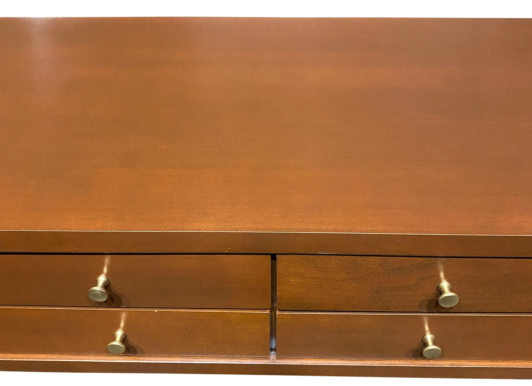 Mid-20th Century Midcentury Paul McCobb Small Jewelry Chest 4 Drawers Maple Brass Brown Finish For Sale