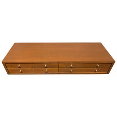 Midcentury Paul McCobb Small Jewelry Chest 4 Drawers Maple Brass Brown Finish