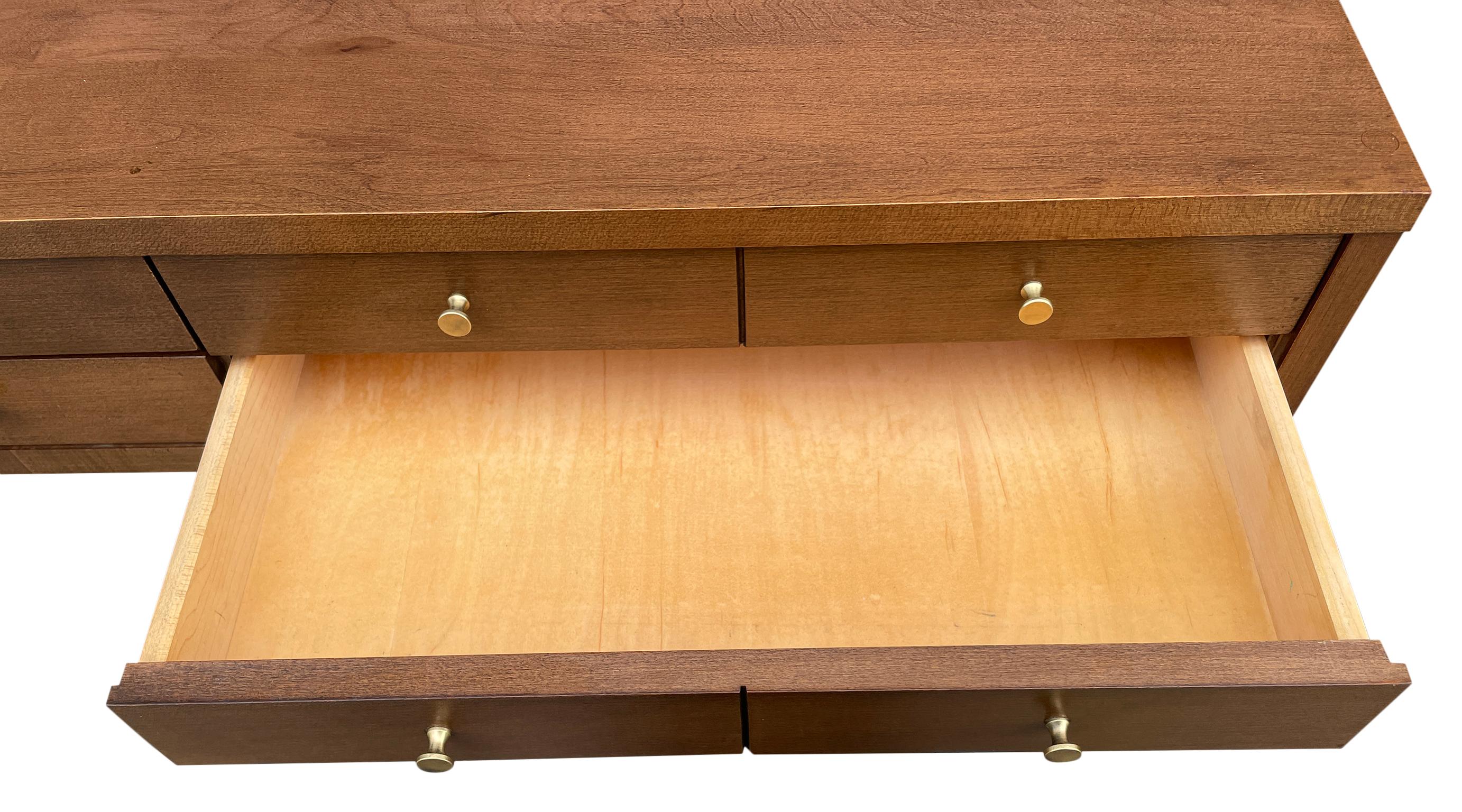 Woodwork Midcentury Paul McCobb Small Jewelry Chest 4 Drawers Maple Brass Walnut Finish