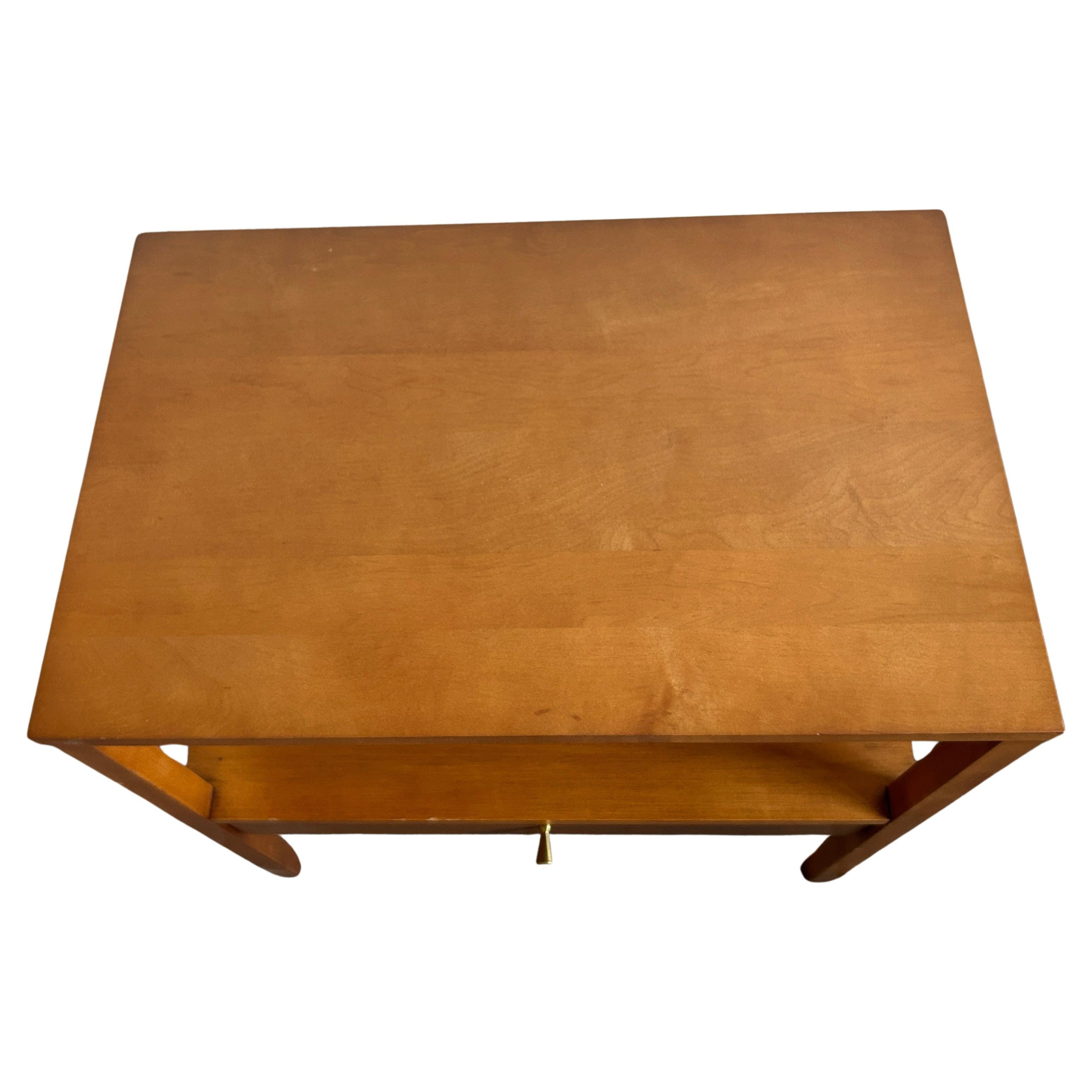 American Midcentury Paul McCobb Small Single Drawer Nightstands Brass Knobs